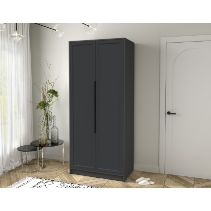 Шкаф распашной Тренд КТ-Ш2 (Антрацит ЛДСП/ Пепел ЛМДФ) Ш918 В2128 Г547